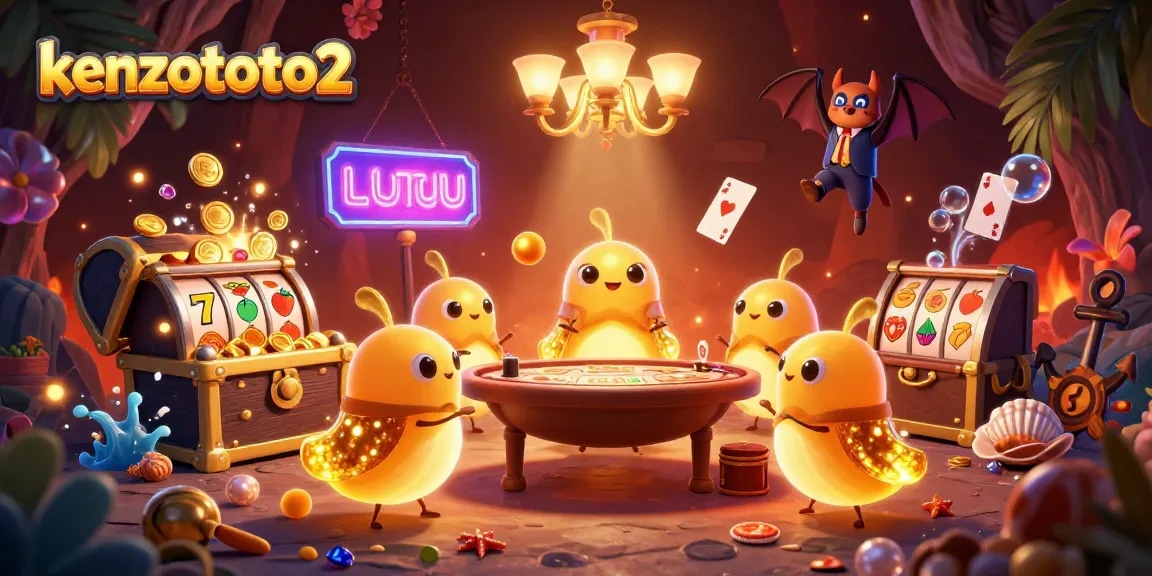Kenzototo2 menampilkan tim glowworms 3D menyinari kasino gua dan slot dengan keberuntungan.
