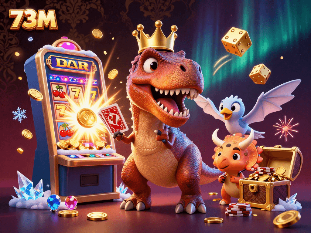 Jogue 73M em um cassino virtual com um T-Rex, pterodáctilo e tricerátops divertidos.