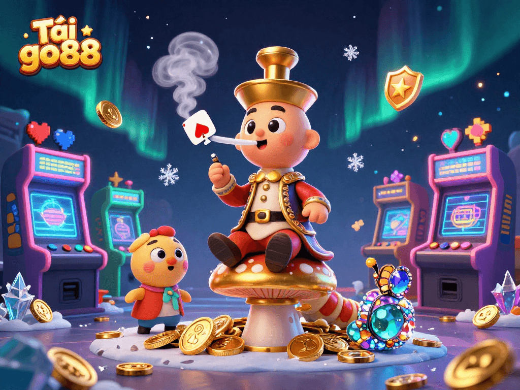 Join the fun at Tải go88 with vibrant 3D characters and gaming elements in an engaging illustration.
