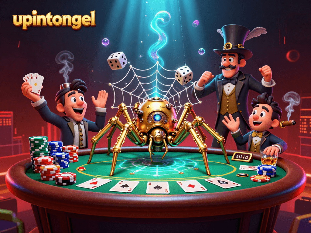 Menangkap dadu sial dengan jaring unik dalam permainan upintogel yang penuh warna.
