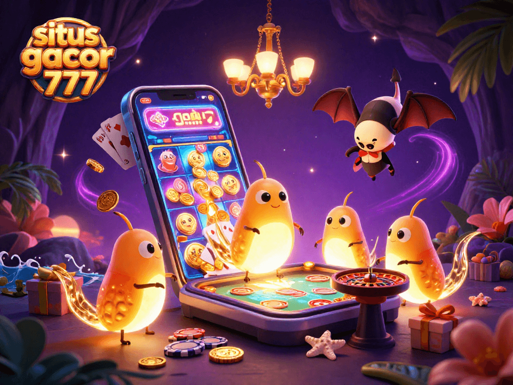 Experience the thrill of situs slot gacor 777 with glowworms illuminating a vibrant casino scene.