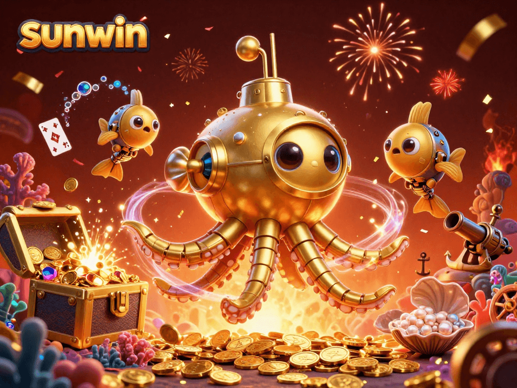 Engage in the thrill of sunwin with lively underwater casino adventures featuring a golden kraken.