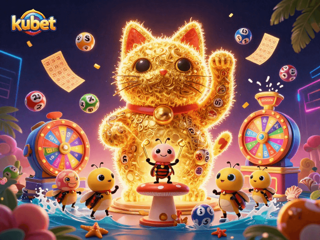 Experience the excitement of kubet in this vibrant casino-themed illustration capturing dynamic gaming action.