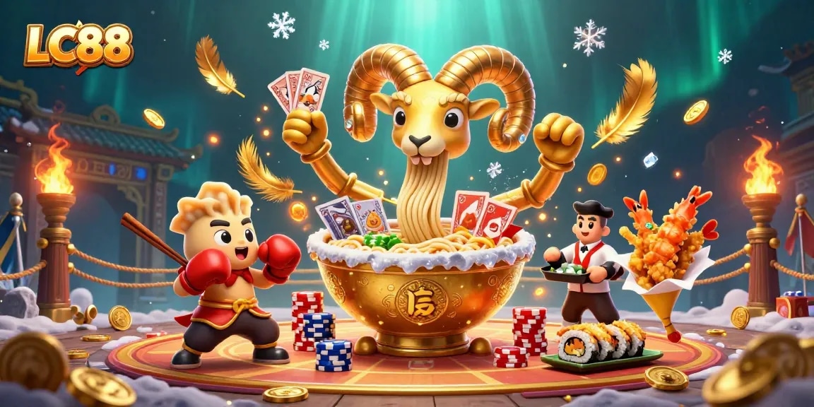 LC88 celebrates gaming with a dynamic illustration of casino-themed characters and vibrant elements.