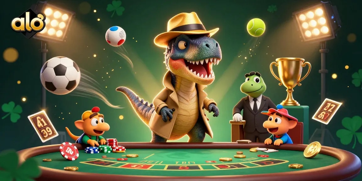 Experience thrilling gambling action at alo8 with unexpected twist featuring animated dinosaurs.