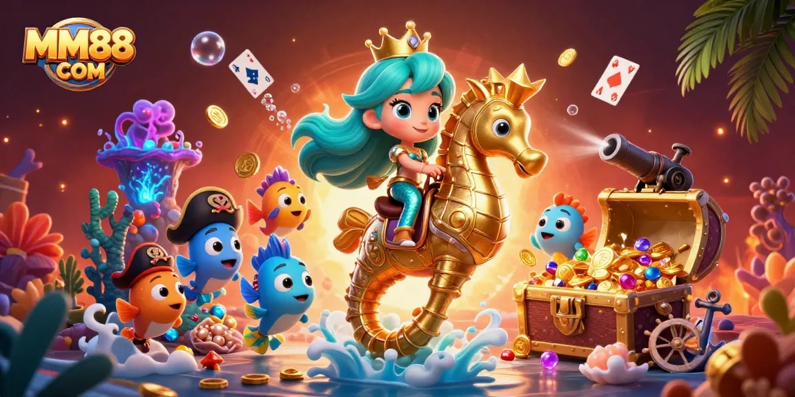Win big with immersive gameplay at MM88 COM, featuring a vibrant underwater casino adventure.