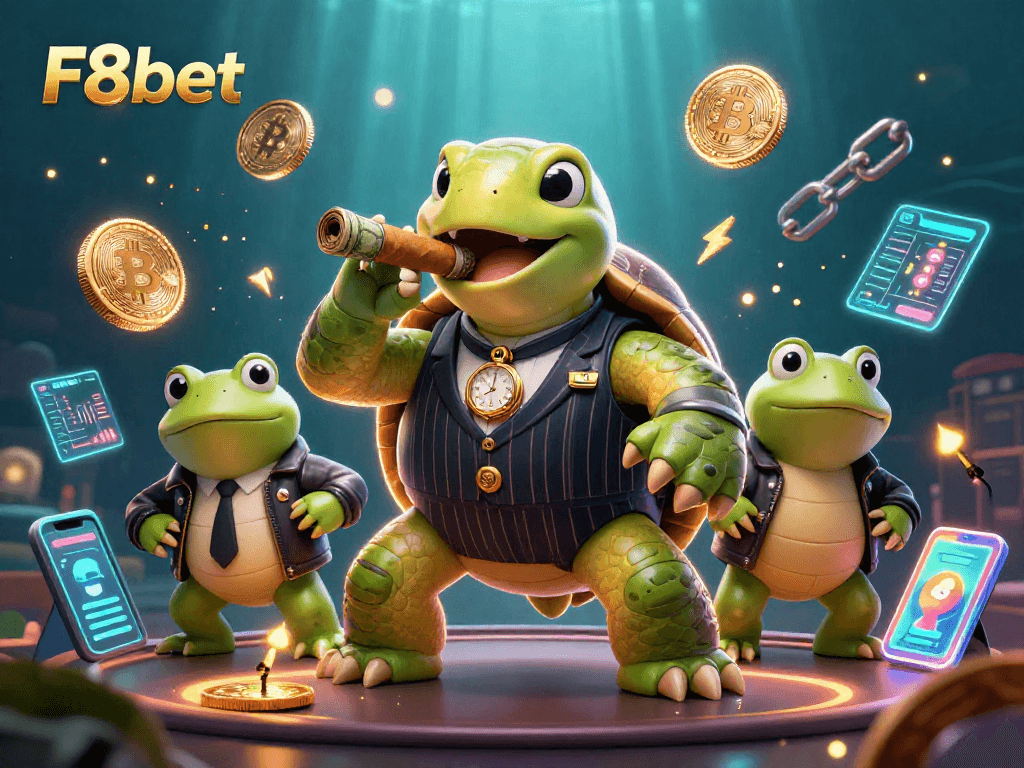 Experience thrilling action at F8bet with a vibrant, dynamic 3D casino scene featuring unique characters.