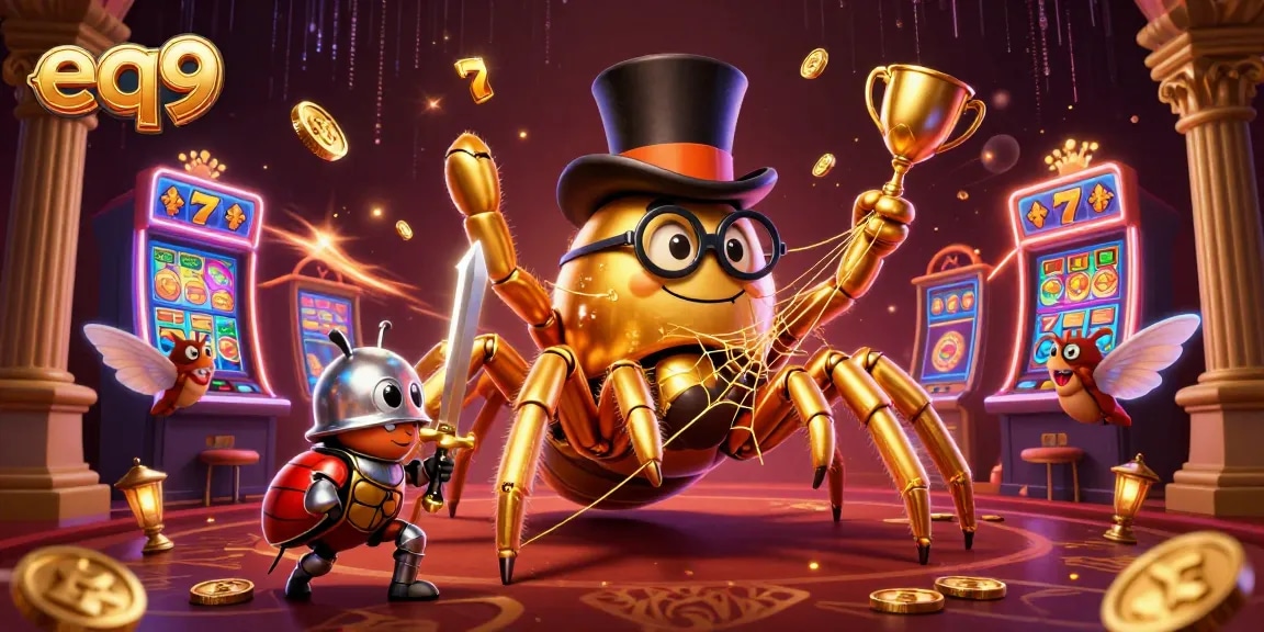 Engage with eq9's vibrant online casino experience featuring dynamic slot games and animated characters.
