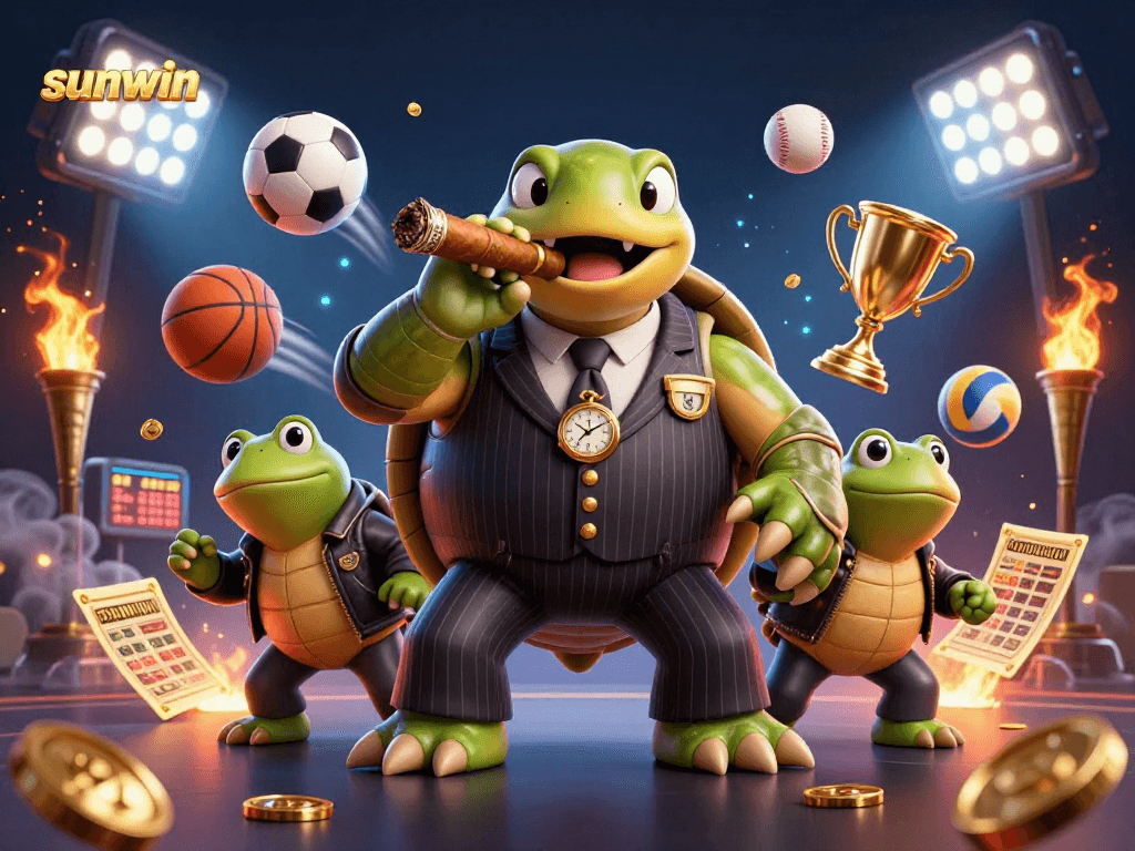 Join the action with sunwin's thrilling sports betting scene featuring unique casino characters.