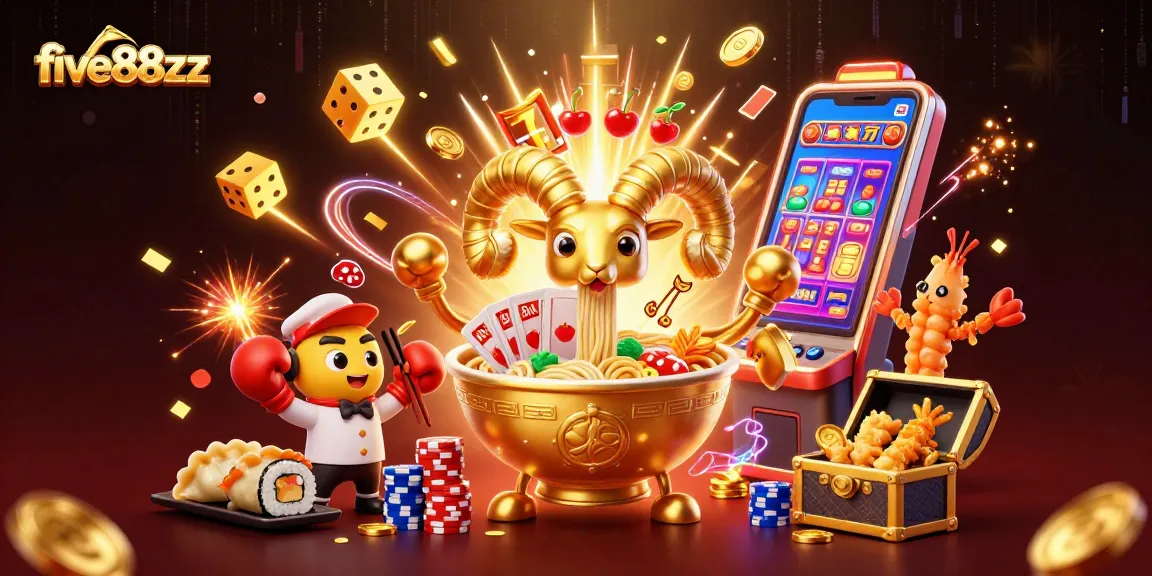 Engage with five88zz's thrilling casino experience through vibrant 3D characters and dynamic game elements.
