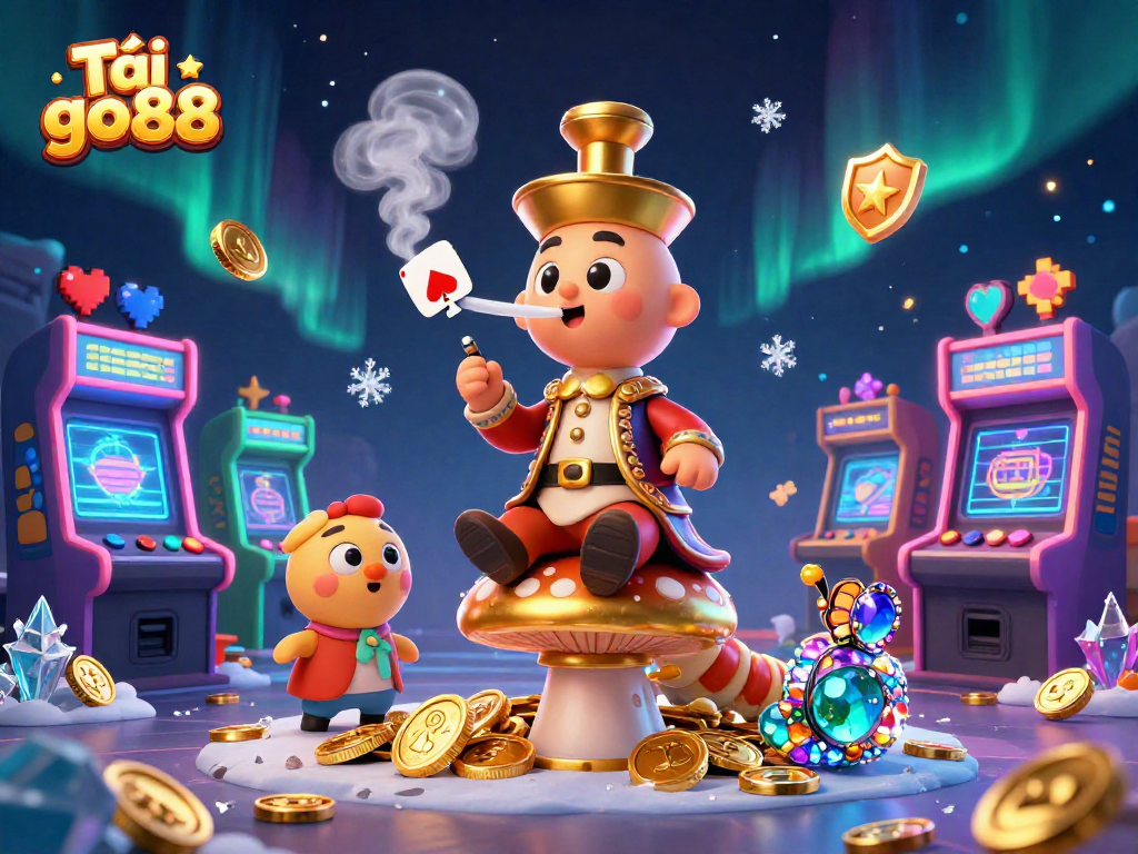 Join the fun at Tải go88 with vibrant 3D characters and gaming elements in an engaging illustration.