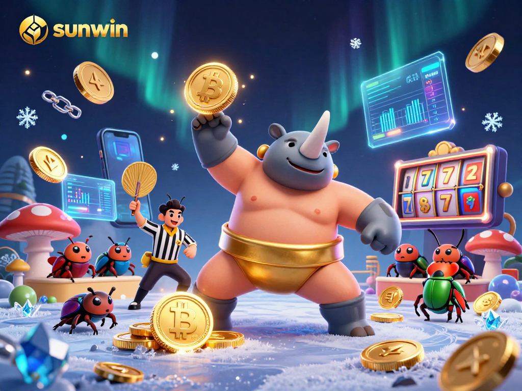 Experience thrilling gameplay with sunwin's vibrant casino scene featuring unique 3D characters and crypto elements.