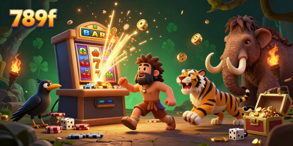 Experience jackpot thrills at 789f's prehistoric casino, featuring vibrant characters and exciting games.