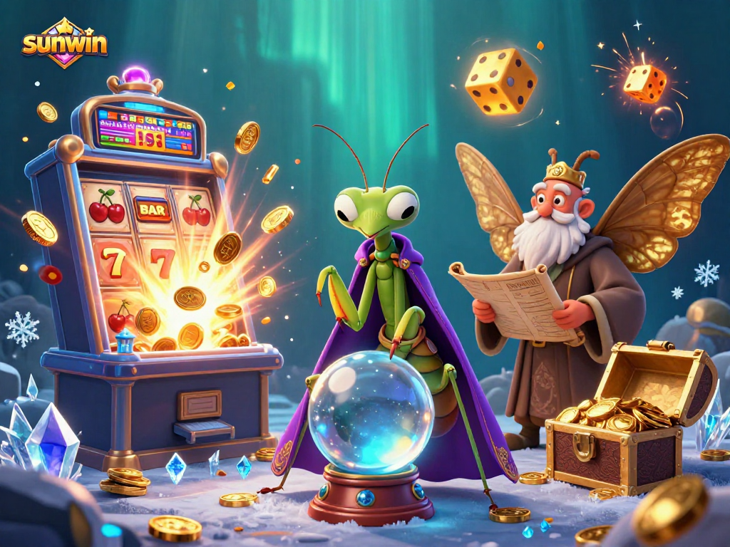 Experience winning strategies with sunwin casino, featuring themed 3D characters and dynamic slot machine action.