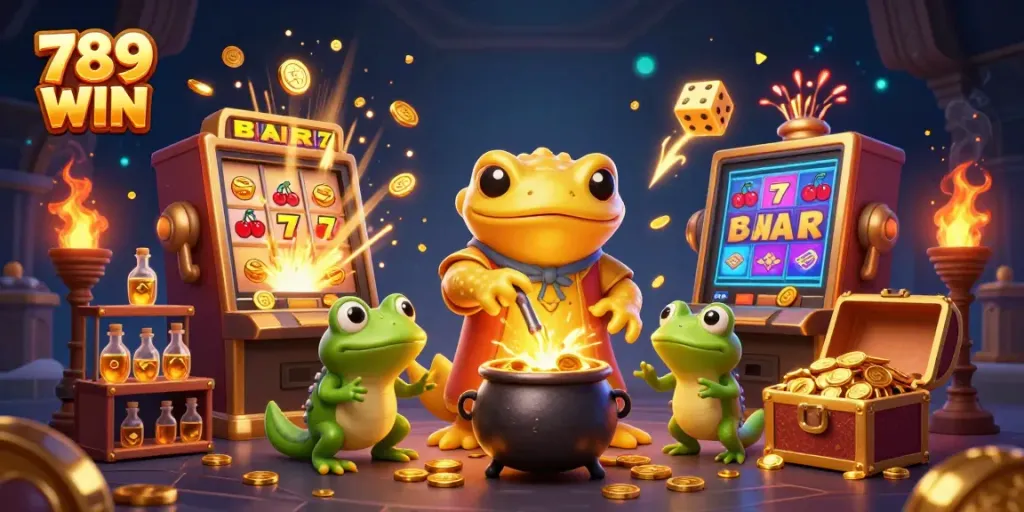 Experience thrilling wins with 789 WIN's magical 3D gaming scene, featuring alchemical riches.