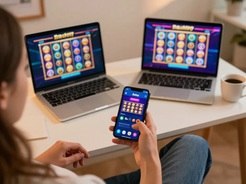Player engaging with the 8day mobile app while enjoying a casual gaming session at home
