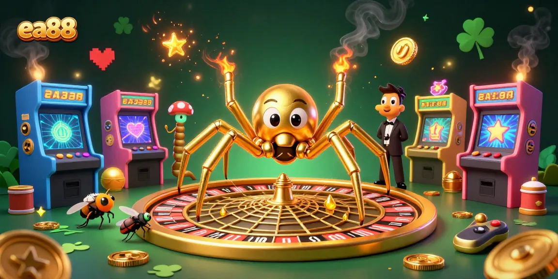 Experience exhilarating gameplay at ea88 with a golden spider spinning a roulette wheel in an engaging casino setting.