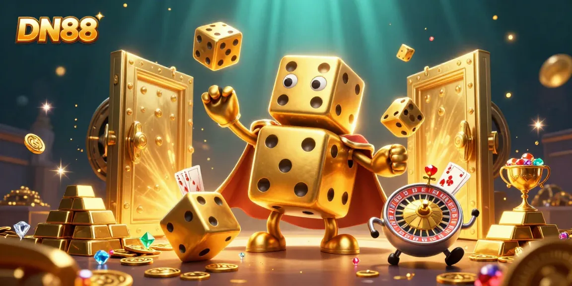 Witness DN88's exciting online gaming adventure featuring a golden dice golem and dazzling treasures.