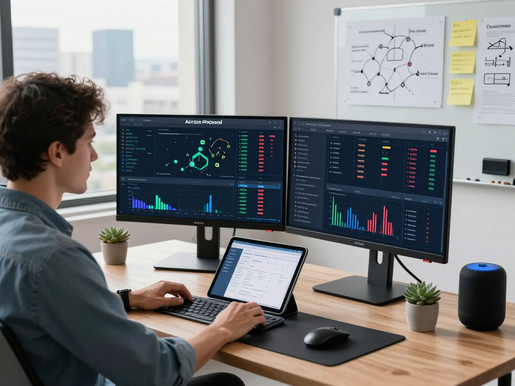 Dynamic workspace showcasing acrossprotocol technology with real-time blockchain analytics and user-friendly design elements.