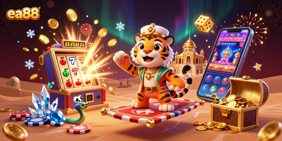Experience thrilling gaming at ea88 with vibrant casino elements exploding around an enchanting scene.