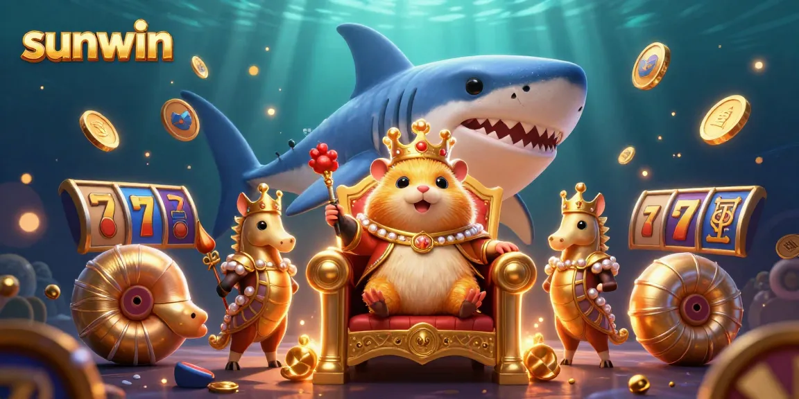 Win big with sunwin as the hamster king takes his throne surrounded by thrilling slot game elements.