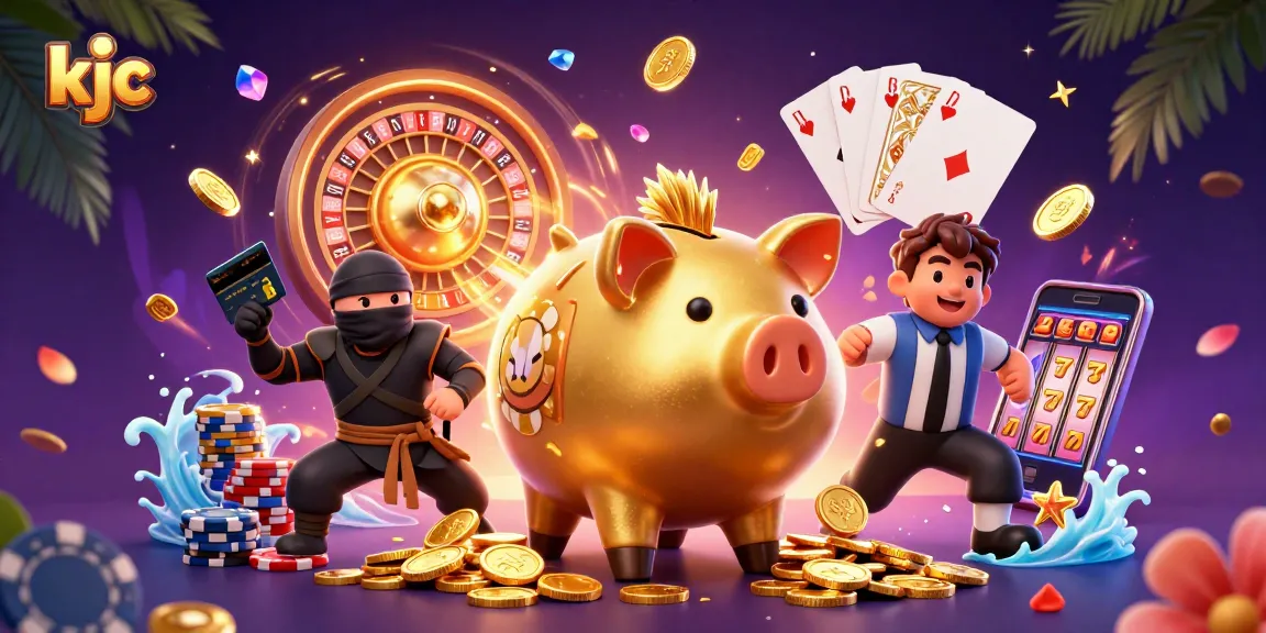 kjc casino experience with dynamic characters amid cascading coins and vibrant game elements