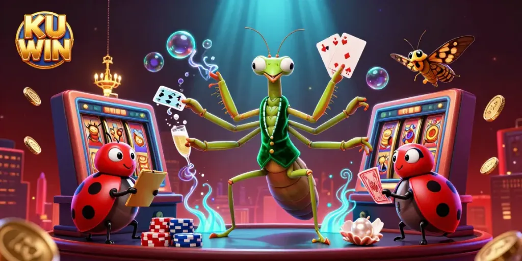 Experience excitement at KU WIN with vibrant 3D casino games and characters in thrilling atmosphere.
