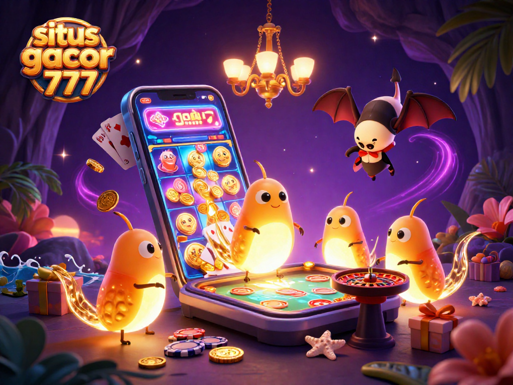 Experience the thrill of situs slot gacor 777 with glowworms illuminating a vibrant casino scene.