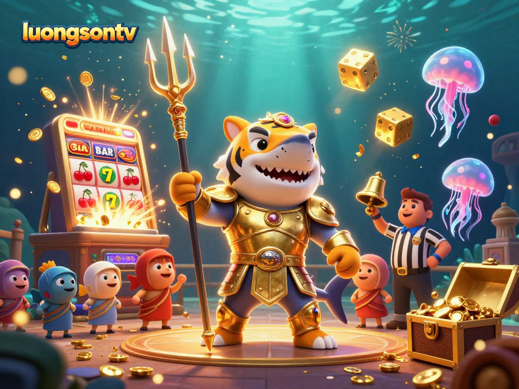 Engage in thrilling gameplay with luongsontv's vibrant casino illustration featuring a dynamic underwater scene.