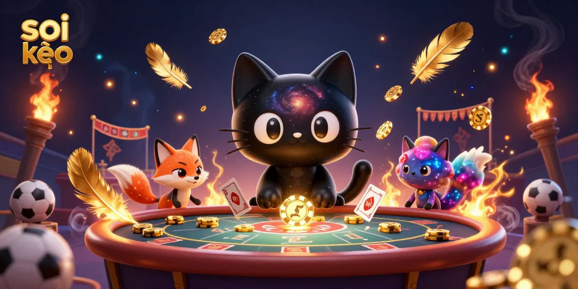 Soi kèo betting strategy illustrated with a cosmic gambling scene featuring vibrant 3D characters and elements.