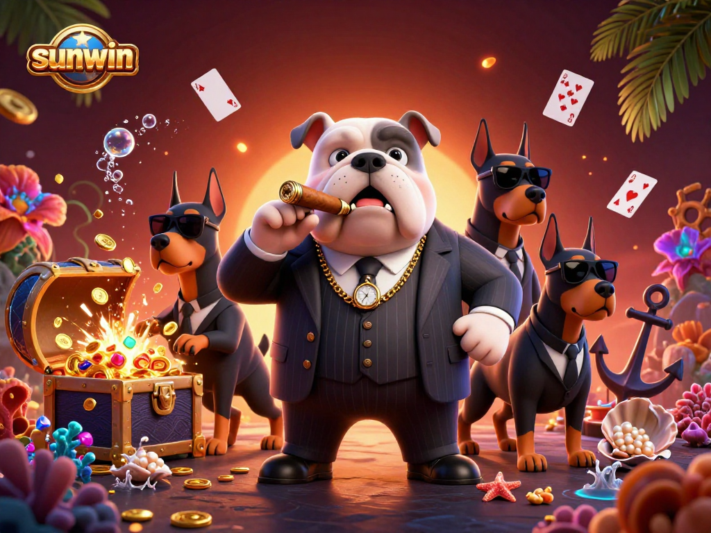 Experience exciting gameplay with sunwin showcasing 3D animated casino characters in a lively scene.