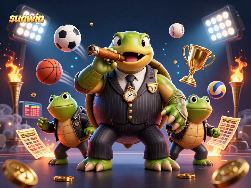 Join the action with sunwin's thrilling sports betting scene featuring unique casino characters.