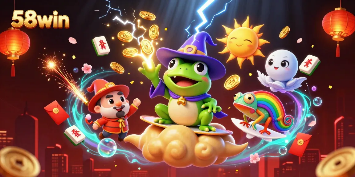 Experience exciting gameplay at 58win with golden coins and dynamic casino elements in a vibrant scene.