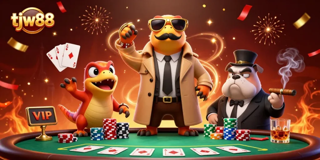 Engage in thrilling gaming at tjw88 casino with raptors sneaking into a VIP lounge.