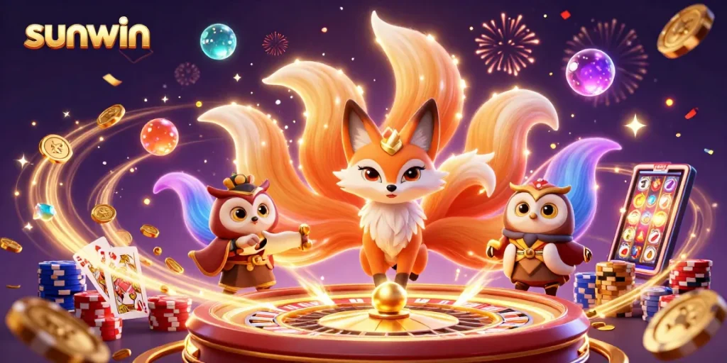 Experience the excitement of sunwin with a dazzling 3D illustration of a winning casino scene!