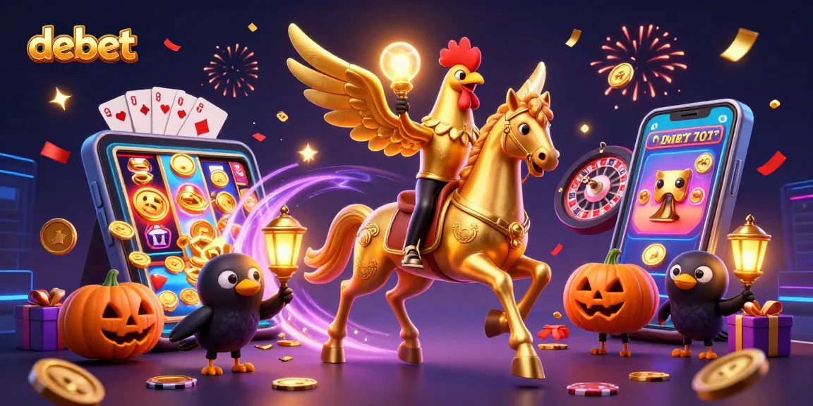 Immerse in debet action with a golden rooster navigating a dazzling casino scene.
