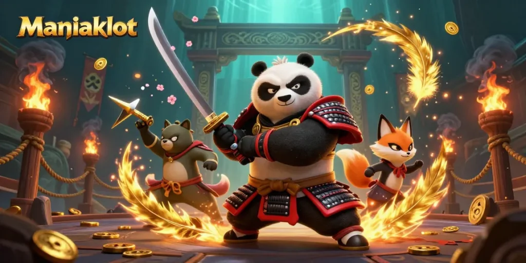 Experience the thrill of Maniakslot with epic samurai, ninja, and magical tanuki in action!